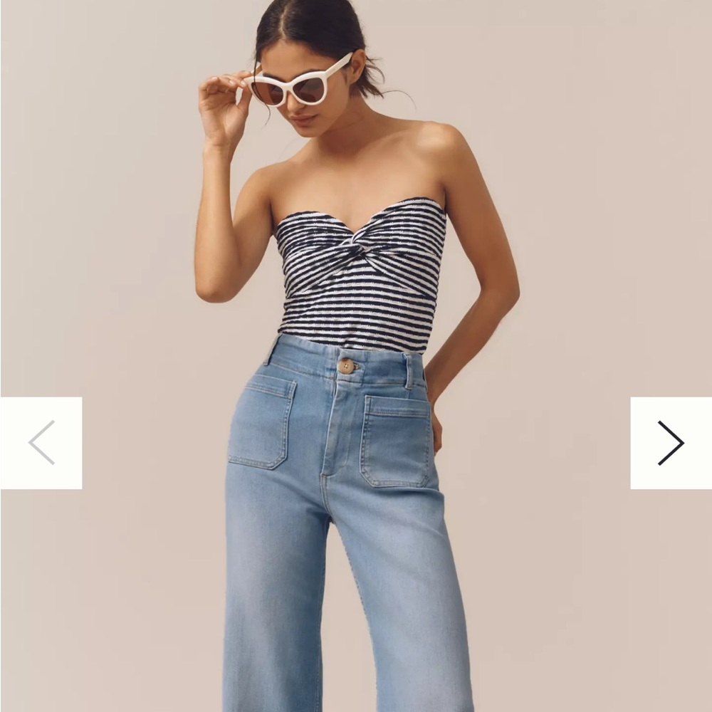 The Colette Cropped High-Rise Wide-Leg Jeans by Maeve
